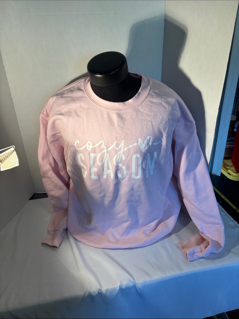 Gildan Light Pink Crewneck with White "Cozy Season" Script